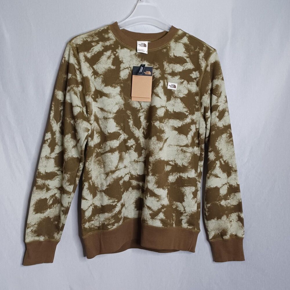 The North Face Sweatshirt Mens Medium Brown Printed Fleece Crewneck Pullover
